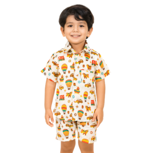 Boys Balloon Print Half Sleeves Short Set