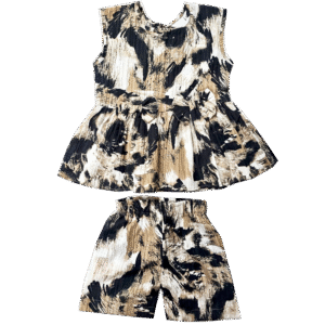 Brown Abstract Print Cord Set for Girls